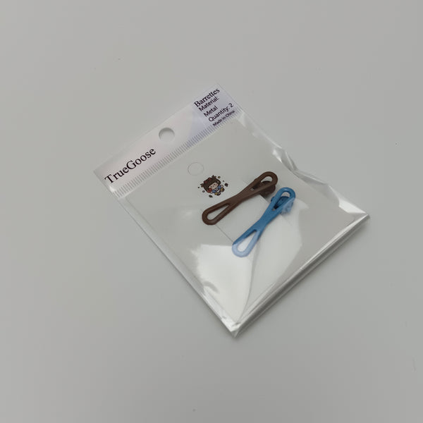 TrueGoose Barrettes Cute Metal Hair Barrettes, Blue and Brown, 2 Pack