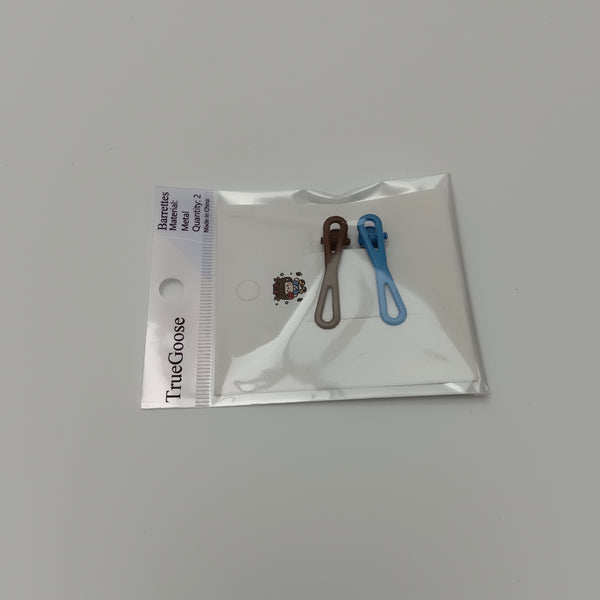 TrueGoose Barrettes Cute Metal Hair Barrettes, Blue and Brown, 2 Pack