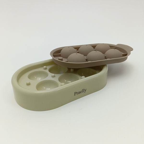 Praelly Ice cube moulds Silicone Ice Cube Molds with Lid, 6-Cavity Sphere Ice Tray