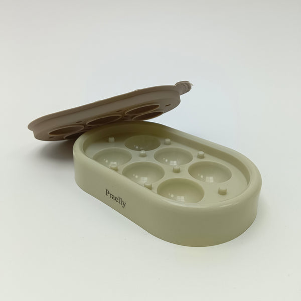 Praelly Ice cube moulds Silicone Ice Cube Molds with Lid, 6-Cavity Sphere Ice Tray