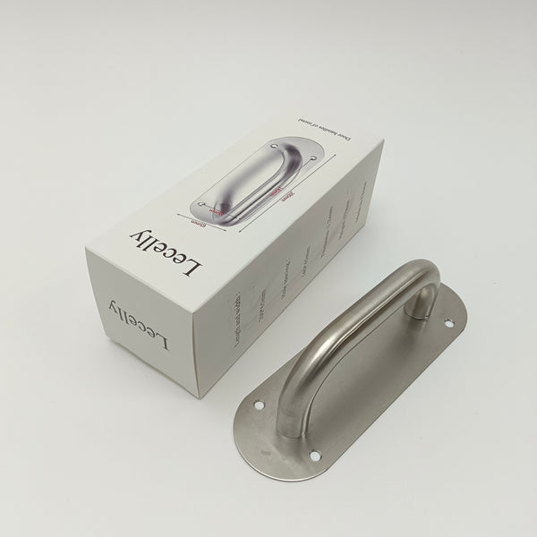 Lecelly Door handles of metal Stainless Steel Door Handle, Oval Mounting Plate with Screws, 200mm Length