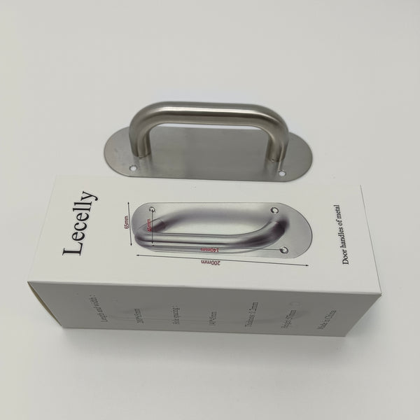 Lecelly Door handles of metal Stainless Steel Door Handle, Oval Mounting Plate with Screws, 200mm Length