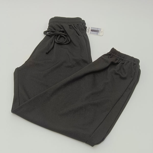 Zapfico Pants Black Casual Pants, Polyester, Elastic Waist with Drawstring, Straight Leg