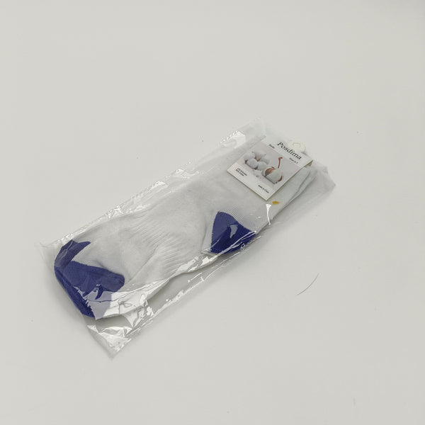 Posdima Socks Athletic Socks, White with Blue Heel and Toe, Cotton Blend