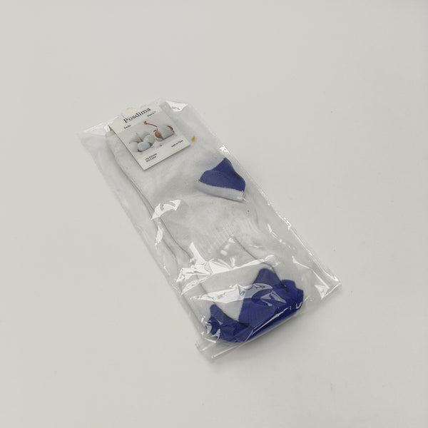 Posdima Socks Athletic Socks, White with Blue Heel and Toe, Cotton Blend