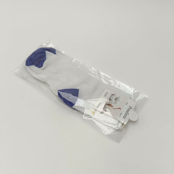 Posdima Socks Athletic Socks, White with Blue Heel and Toe, Cotton Blend