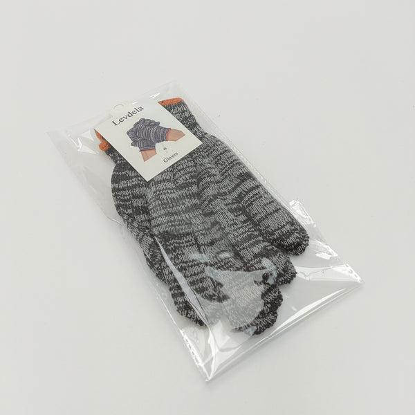 Levdela Gloves Knitted Winter Gloves, Gray Marled Pattern with Orange Accents, Cold Weather Gloves