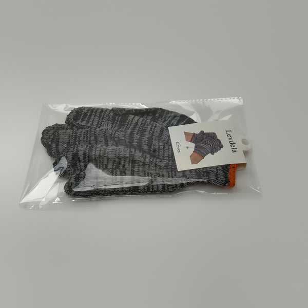 Levdela Gloves Knitted Winter Gloves, Gray Marled Pattern with Orange Accents, Cold Weather Gloves