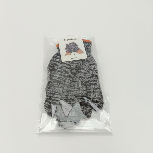 Levdela Gloves Knitted Winter Gloves, Gray Marled Pattern with Orange Accents, Cold Weather Gloves