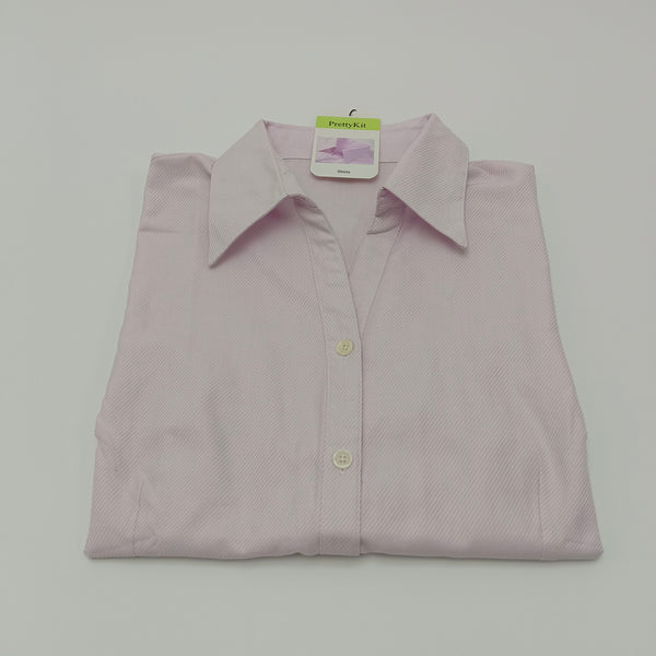 PrettyKit Shirts Women's Short Sleeve Button Down Shirt, Light Pink Collared Blouse