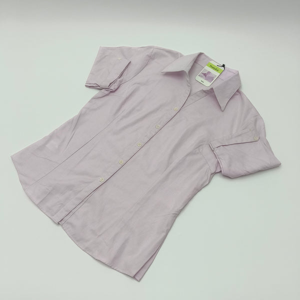PrettyKit Shirts Women's Short Sleeve Button Down Shirt, Light Pink Collared Blouse