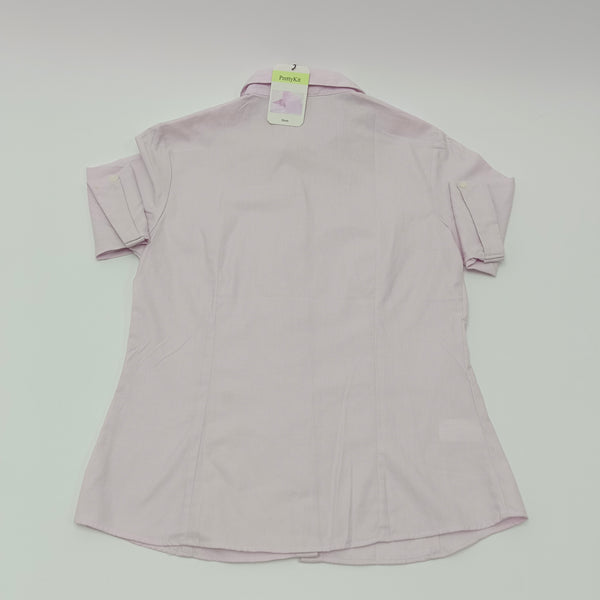 PrettyKit Shirts Women's Short Sleeve Button Down Shirt, Light Pink Collared Blouse