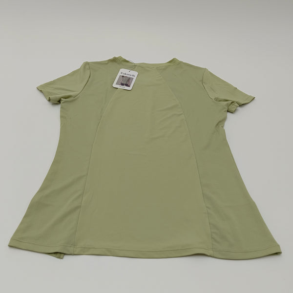 Tokmyth Tee shirts Breathable Women's Short Sleeve T-Shirt for Casual Yoga Gym Fitness, Olive Green, Polyester Stretch