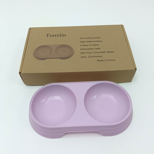 Torrelin Pet drinking bowls Double Pet Drinking Bowls, Purple, Plastic Material, Dishwasher Safe