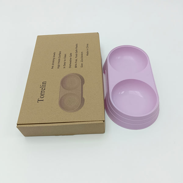 Torrelin Pet drinking bowls Double Pet Drinking Bowls, Purple, Plastic Material, Dishwasher Safe