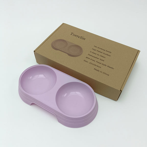 Torrelin Pet drinking bowls Double Pet Drinking Bowls, Purple, Plastic Material, Dishwasher Safe