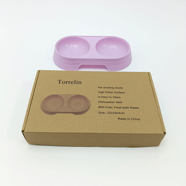Torrelin Pet drinking bowls Double Pet Drinking Bowls, Purple, Plastic Material, Dishwasher Safe