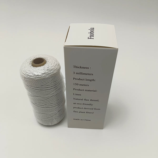 Fnobola Linen thread Natural Linen Thread, 3mm Thickness, 150 Meters Length, Flax Fiber Craft Cord