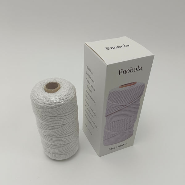 Fnobola Linen thread Natural Linen Thread, 3mm Thickness, 150 Meters Length, Flax Fiber Craft Cord