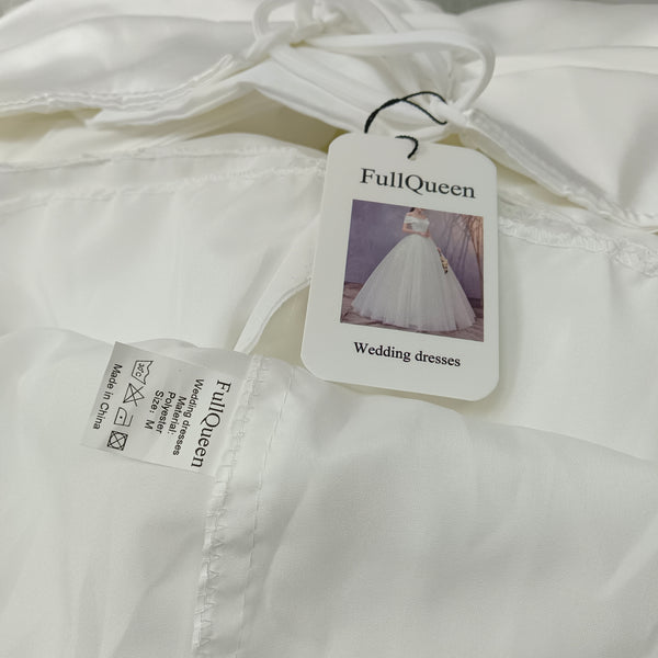 FullQueen Wedding dresses Off-Shoulder Wedding Dress with Satin Bodice, White