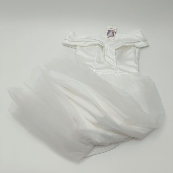 FullQueen Wedding dresses Off-Shoulder Wedding Dress with Satin Bodice, White