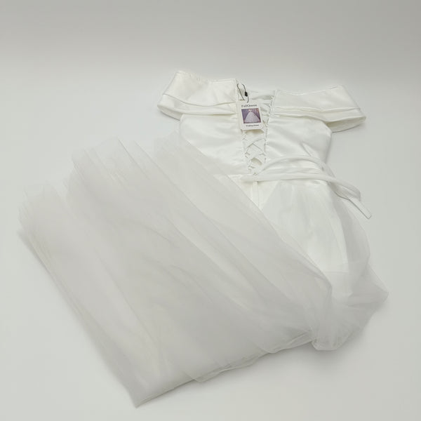 FullQueen Wedding dresses Off-Shoulder Wedding Dress with Satin Bodice, White
