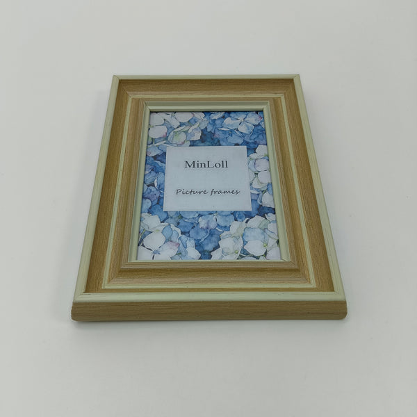 MinLoll Picture frames Wooden Picture Frame with Two-Tone Natural Wood Finish, Wall and Tabletop Display