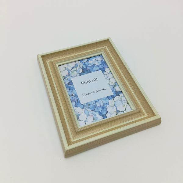 MinLoll Picture frames Wooden Picture Frame with Two-Tone Natural Wood Finish, Wall and Tabletop Display