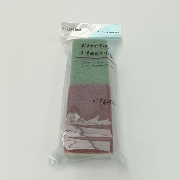 OkayBeat Cleaning sponges Kitchen Cleaning Sponges, Dual-Sided Scrubbing Pads, 2 Pack