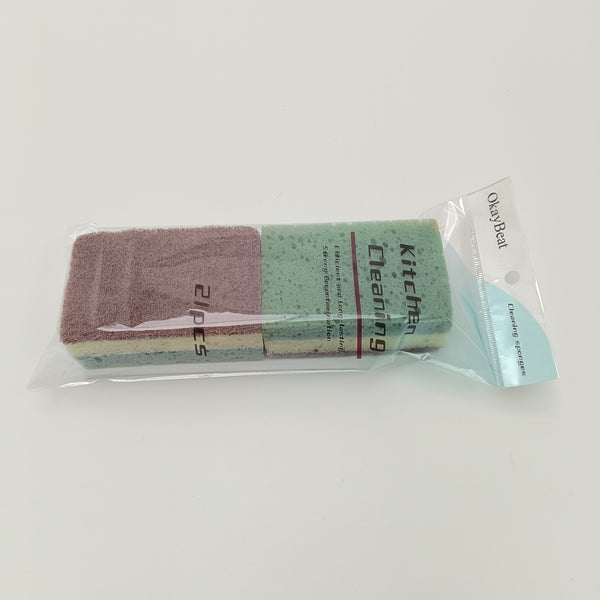 OkayBeat Cleaning sponges Kitchen Cleaning Sponges, Dual-Sided Scrubbing Pads, 2 Pack