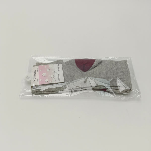 Voxbenc Socks Breathable and Comfortable Cotton Socks, Gray with Burgundy Heel and Toe, Size 5-7