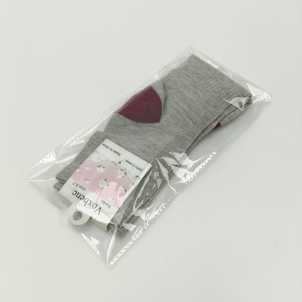 Voxbenc Socks Breathable and Comfortable Cotton Socks, Gray with Burgundy Heel and Toe, Size 5-7