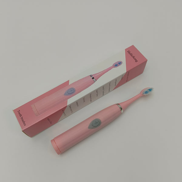 HelloSong Tooth brushes Pink Rechargeable Electric Toothbrush with Replacement Brush Heads