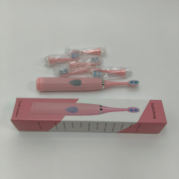 HelloSong Tooth brushes Pink Rechargeable Electric Toothbrush with Replacement Brush Heads