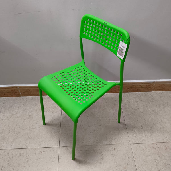 Bradica Chairs Modern Perforated Plastic Chair, Green, Stackable Design with Metal Legs