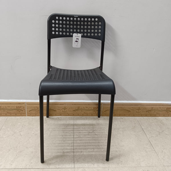 Kaydeno Chairs Stackable Modern Perforated Dining Chair, Black Metal Frame
