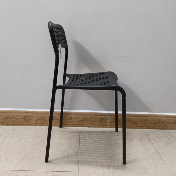Kaydeno Chairs Stackable Modern Perforated Dining Chair, Black Metal Frame