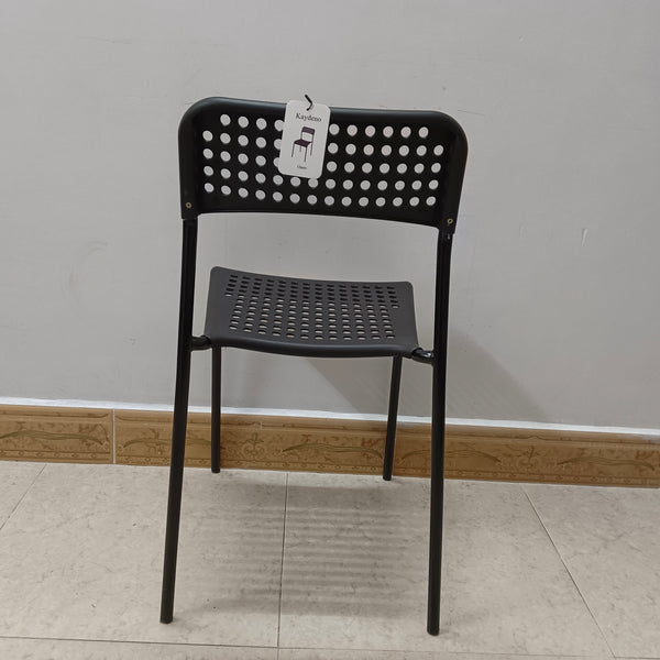 Kaydeno Chairs Stackable Modern Perforated Dining Chair, Black Metal Frame