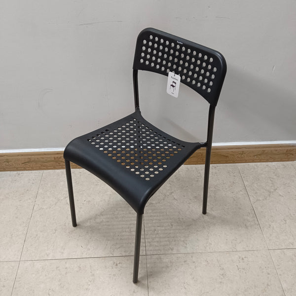Kaydeno Chairs Stackable Modern Perforated Dining Chair, Black Metal Frame