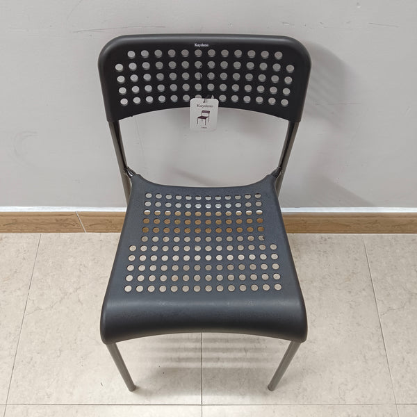 Kaydeno Chairs Stackable Modern Perforated Dining Chair, Black Metal Frame