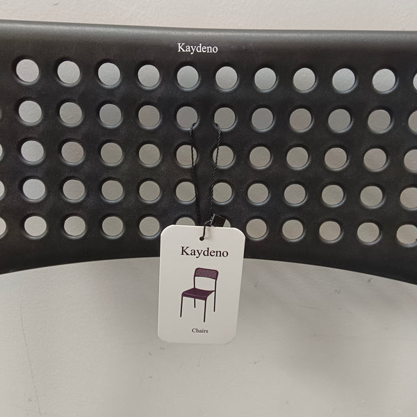 Kaydeno Chairs Stackable Modern Perforated Dining Chair, Black Metal Frame