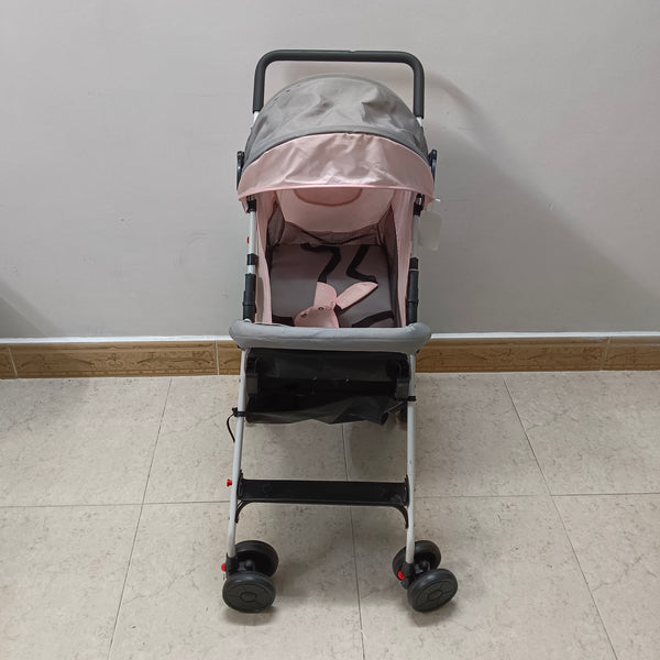 GleeSugar Strollers Lightweight Baby Stroller with Canopy, Pink and Grey, Compact Folding Design