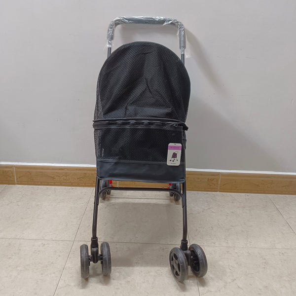 WillFavor Pet strollers Lightweight Black Mesh Pet Stroller with 4 Wheels, Foldable Design