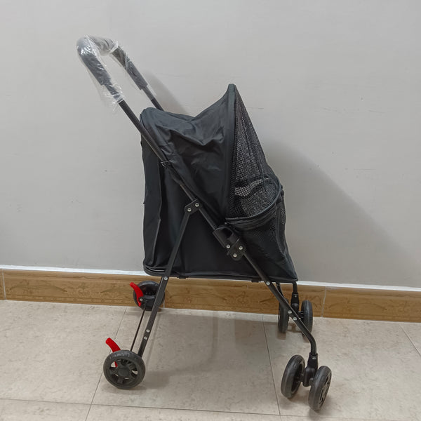 WillFavor Pet strollers Lightweight Black Mesh Pet Stroller with 4 Wheels, Foldable Design