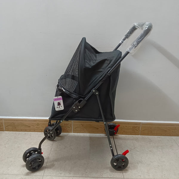 WillFavor Pet strollers Lightweight Black Mesh Pet Stroller with 4 Wheels, Foldable Design