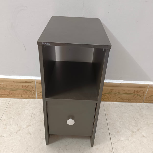 Sardela Nightstands Gray Nightstand with Drawer and Open Shelf, with Storage