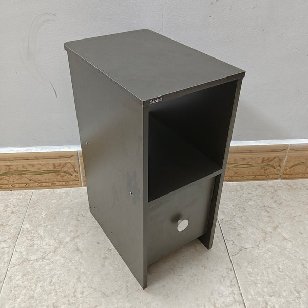 Sardela Nightstands Gray Nightstand with Drawer and Open Shelf, with Storage
