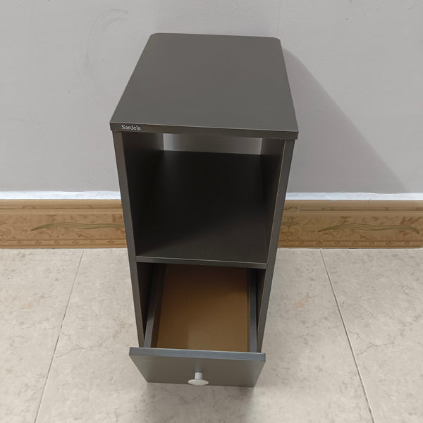 Sardela Nightstands Gray Nightstand with Drawer and Open Shelf, with Storage