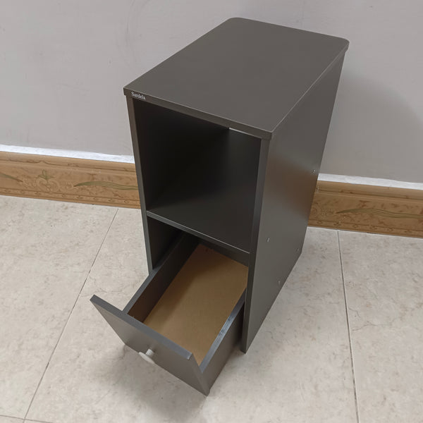 Sardela Nightstands Gray Nightstand with Drawer and Open Shelf, with Storage
