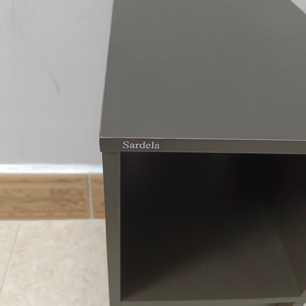 Sardela Nightstands Gray Nightstand with Drawer and Open Shelf, with Storage